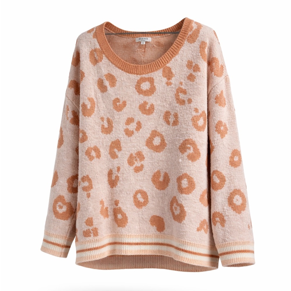 ANDREE BY UNIT Cream and Tan Leopard Sweater